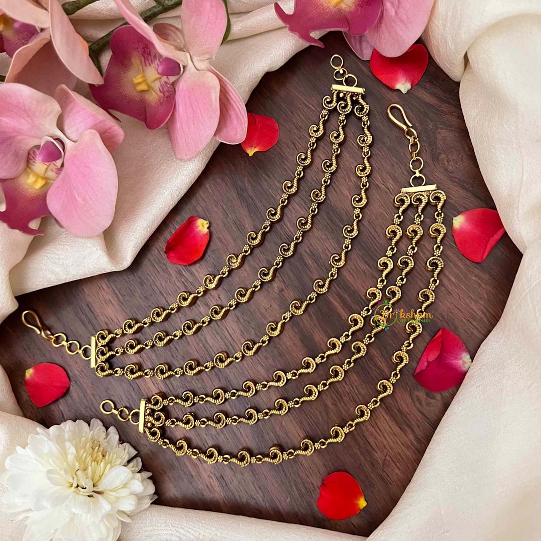 Vriksham Antique Gold Finish 3-Layer Spiral Motif Maatil-G21419