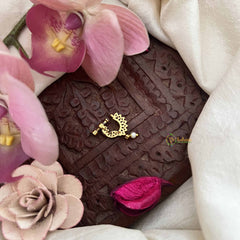 Vriksham Peacock Father Style Press Naths/Nose Pin-Red-Pearl Drop-G20716