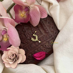 Vriksham Peacock Father Style Press Naths/Nose Pin-Red White-Pearl Drop-G20714