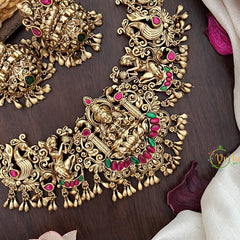 Vriksham Exquisite Lakshmi Jadau Short Neckpiece-Red Green-G17831