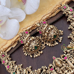 Vriksham Exquisite Lakshmi Jadau Short Neckpiece-Red Green-G17831