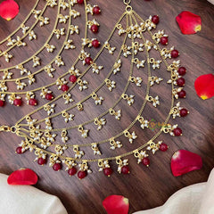 Vriksham Bridal 5-Layer Royale Stone & Pearls Droplet Red Bead Maatil-G21417