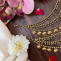 Vriksham Ethnic 3-Layer Gold Shell Ear Chains 3 Layer With Gold Bead Maatil-G21409