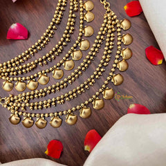 Vriksham Ethnic 3-Layer Gold Shell Ear Chains 3 Layer With Gold Bead Maatil-G21409