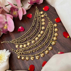 Vriksham Ethnic 3-Layer Gold Shell Ear Chains 3 Layer With Gold Bead Maatil-G21409