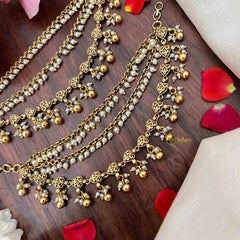 Vriksham Classic Temple Leaf Style Gold-Finish 3 Layer With Pearls Maatil-G21404