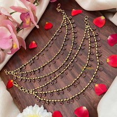 Vriksham Vintage Gold Finish With Petite Red Drops 3-Layer Maatil-G21412