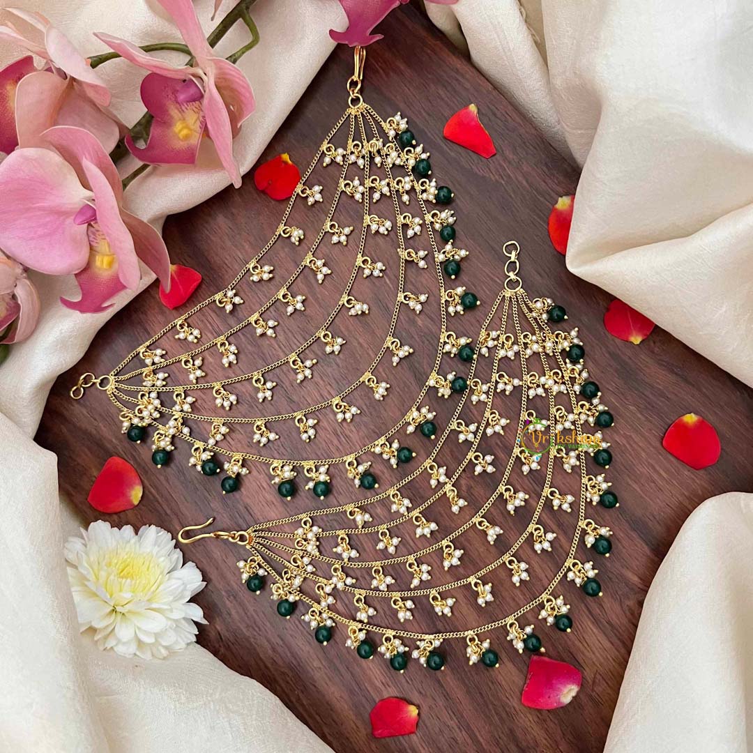 Vriksham Bridal 5-Layer Royale Stone & Pearls Droplet Green Bead Maatil-G21416