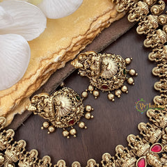 Vriksham Elegant Lakshmi Jadau Short Neckpiece-Gold Bead-G17839