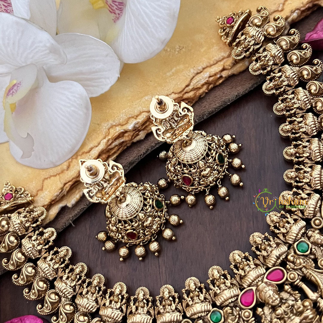 Vriksham Elegant Lakshmi Jadau Short Neckpiece-Gold Bead-G17839
