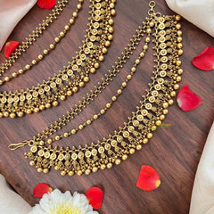 Vriksham Bahubali Style Gold-Finish 3 Layer With Gold Bead Maatil-G21408