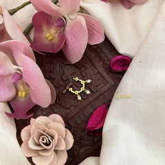 Vriksham Simple 3 Pearls Motif Press Naths/Nose Pin-White-G20719