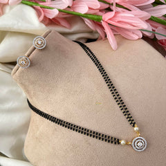 AD Stone Pendant Mangalsutra Chain-Circle-G12745