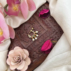 Vriksham Elegant Pear Style Press Naths/Nose Pin-Red White & Green-Pearl-G20713