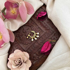 Vriksham Elegant Pear Style Press Naths/Nose Pin-Red White & Green-Pearl-G20713