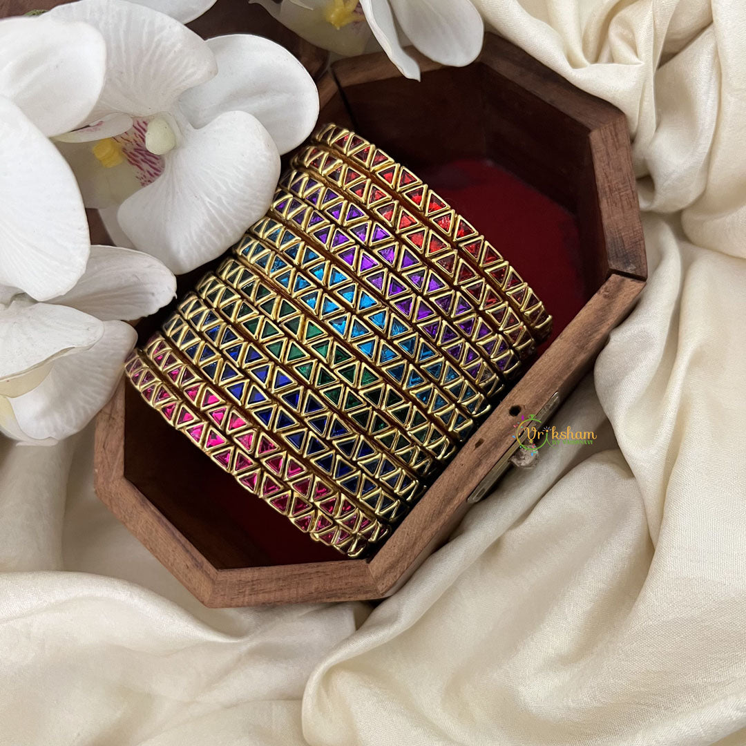 Vriksham Multi Color Silk Thread Triangle Kundan Stone Bangle Return Gift-RG206