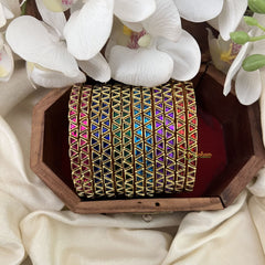 Vriksham Multi Color Silk Thread Triangle Kundan Stone Bangle Return Gift-RG206
