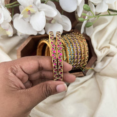 Vriksham Multi Color Silk Thread Triangle Kundan Stone Bangle Return Gift-RG206