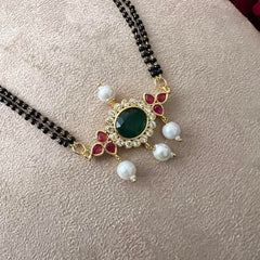 Green AD Stone Pendant Mangalsutra Chain -G12733