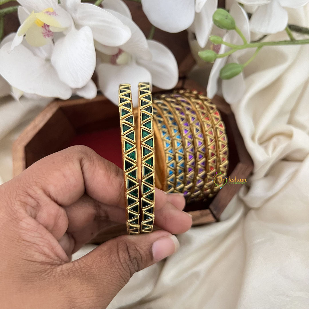 Vriksham Multi Color Silk Thread Triangle Kundan Stone Bangle Return Gift-RG206