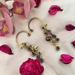 Vriksham Designer Purple Gemstone Cascading EarCuff With Stud Earrings-G21423