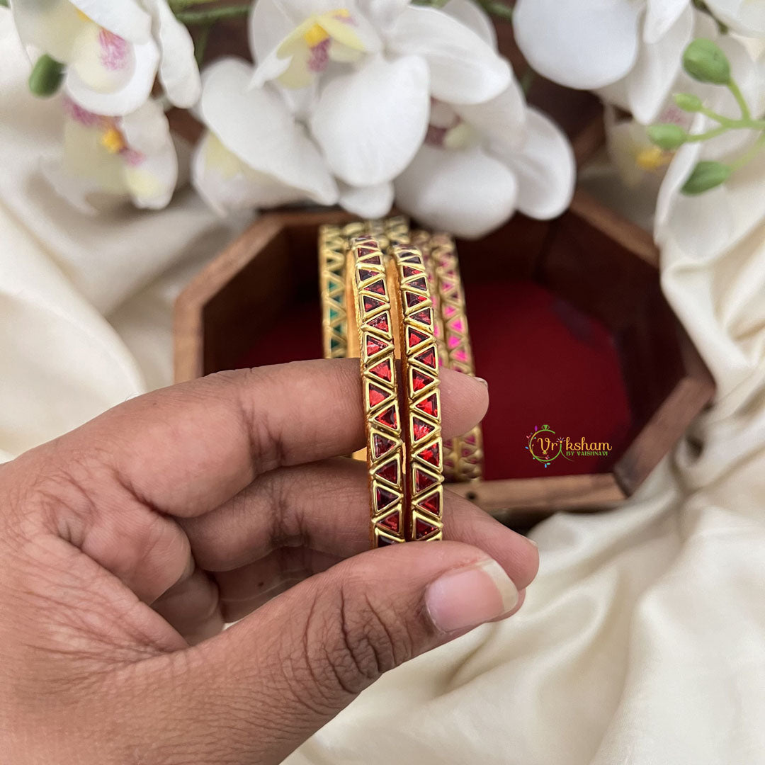 Vriksham Multi Color Silk Thread Triangle Kundan Stone Bangle Return Gift-RG206