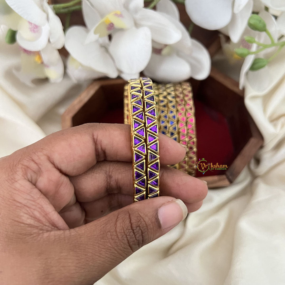 Vriksham Multi Color Silk Thread Triangle Kundan Stone Bangle Return Gift-RG206