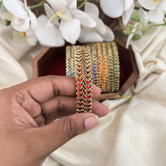 Vriksham Multi Color Silk Thread Heart Shape Kundan Stone Bangle Return Gift-RG207