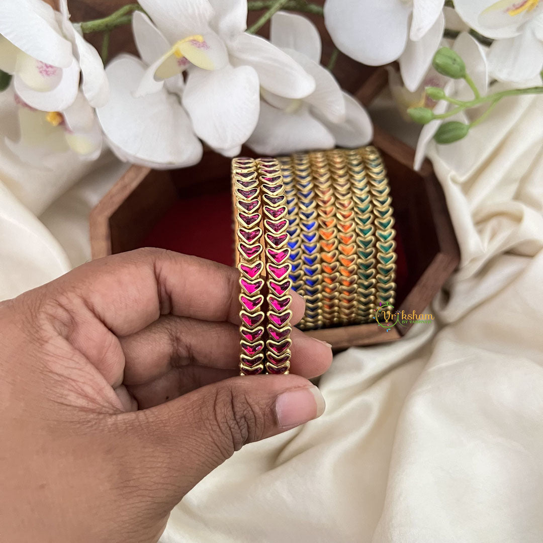 Vriksham Multi Color Silk Thread Heart Shape Kundan Stone Bangle Return Gift-RG207