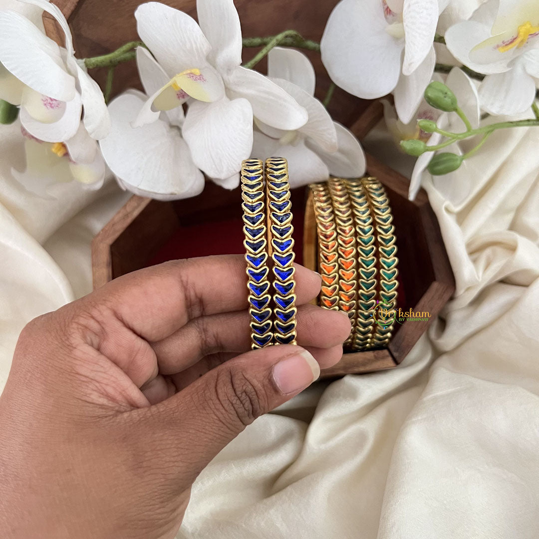 Vriksham Multi Color Silk Thread Heart Shape Kundan Stone Bangle Return Gift-RG207