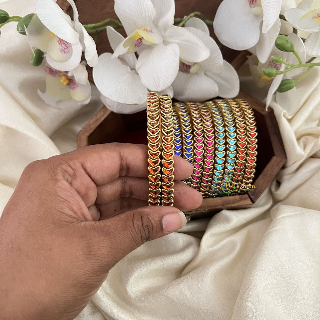 Vriksham Multi Color Silk Thread Heart Shape Kundan Stone Bangle Return Gift-RG207