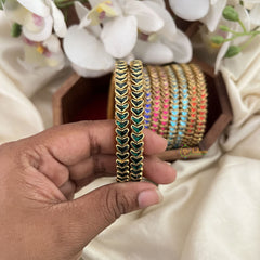 Vriksham Multi Color Silk Thread Heart Shape Kundan Stone Bangle Return Gift-RG207