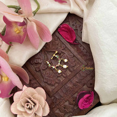 Vriksham Unique 3 Pearls Drop Motif Press Naths/Nose Pin-Red White & Green-G20725