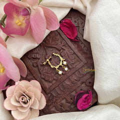 Vriksham Unique 3 Pearls Drop Motif Press Naths/Nose Pin-Red-G20723