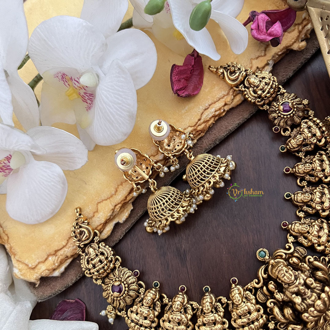 Vriksham Gold Look Alike Lakshmi Short Neckpiece-Gold Bead-G17852