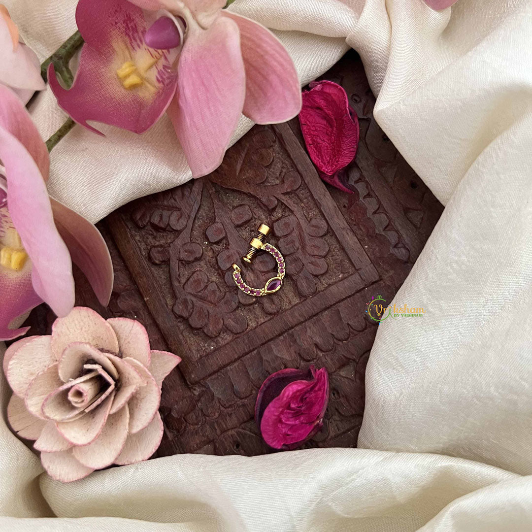 Vriksham Eye Style Press Naths/Nose Pin-Red-G20729