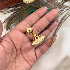 Vriksham Traditional Floral With Ruby & Emerald Kemp Stones Jhumkas -G21434