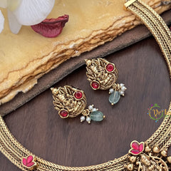Vriksham Exquisite Lakshmi Pendant Jadau Addigai-Red-G17827