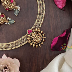Vriksham Exquisite Lakshmi Pendant Jadau Addigai-Red-G17827
