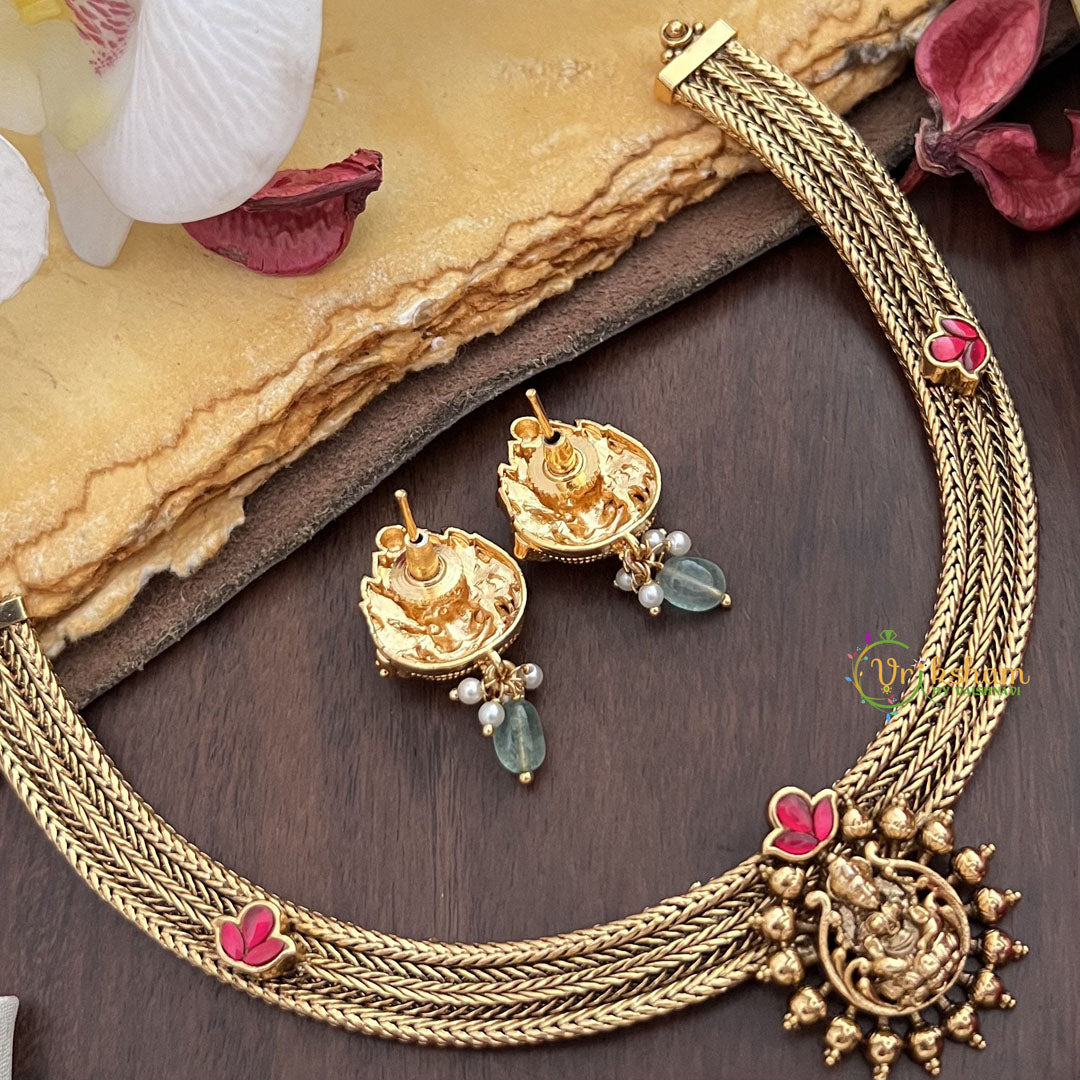 Vriksham Exquisite Lakshmi Pendant Jadau Addigai-Red-G17827