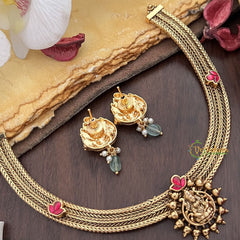 Vriksham Exquisite Lakshmi Pendant Jadau Addigai-Red-G17827