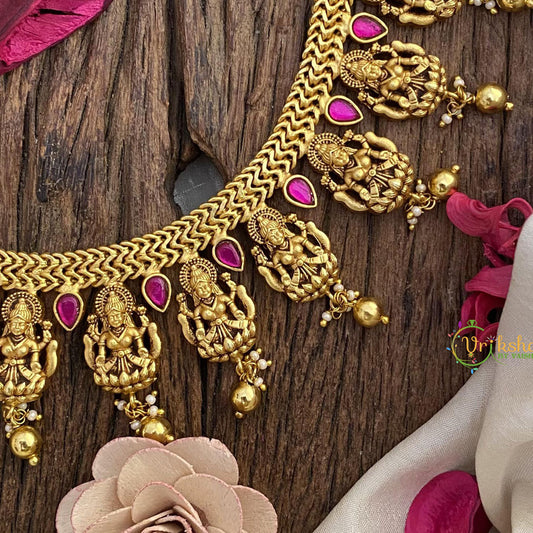 Vriksham Lakshmi Jadau Kundan Neckpiece-Gold Bead-J2591