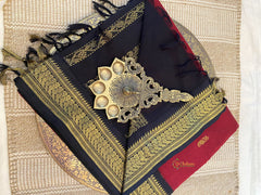 Red With Black Border - Kalyani Cotton Saree - VS3747