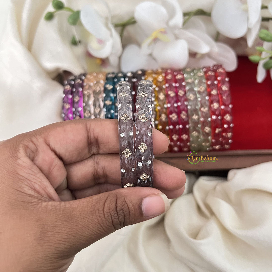 Vriksham Multi Colourful Glass Bangle With Stone Kada Set Return Gift-RG211