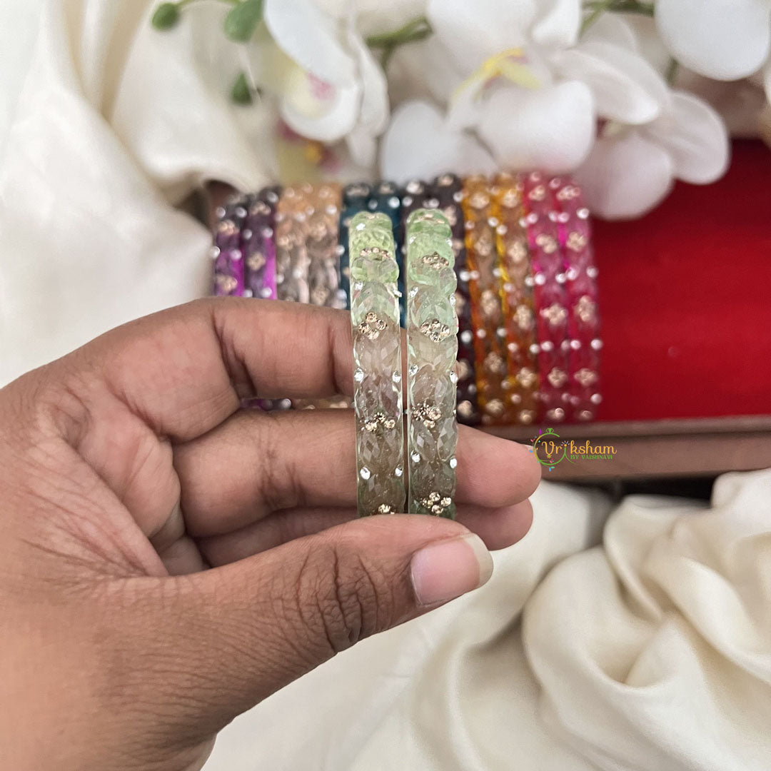 Vriksham Multi Colourful Glass Bangle With Stone Kada Set Return Gift-RG211