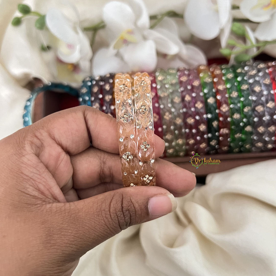 Vriksham Multi Colourful Glass Bangle With Stone Kada Set Return Gift-RG211