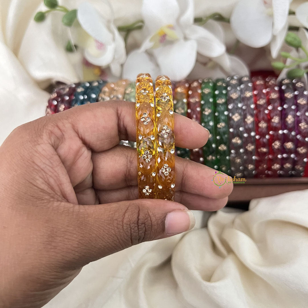 Vriksham Multi Colourful Glass Bangle With Stone Kada Set Return Gift-RG211