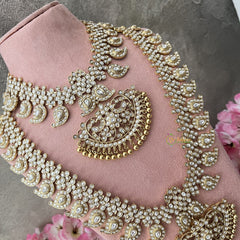Vriksham Precious White Stone Maanga Bridal Jewelry Set-White-G18177