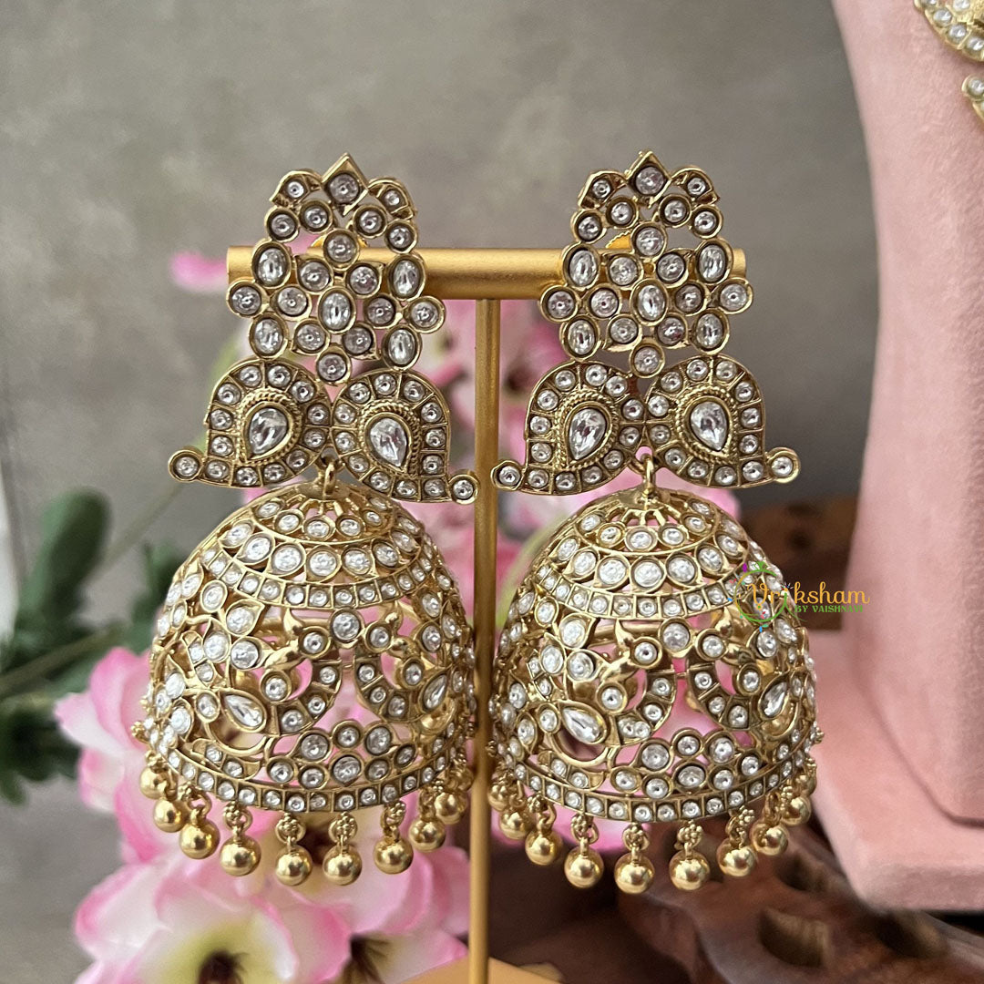 Vriksham Precious White Stone Maanga Bridal Jewelry Set-White-G18177