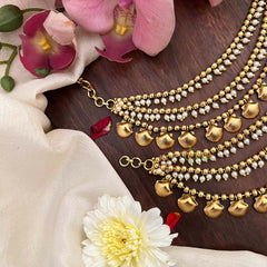Vriksham Ethnic 3-Layer Gold Shell Ear Chains 3 Layer With Pearls Maatil-G21410